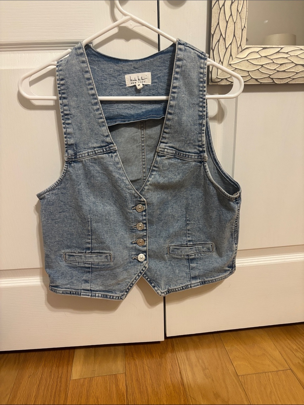 Nicole Miller Washed Blue Denim Vest